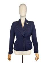 Load image into Gallery viewer, Original 1940's Blue Wool Single Breasted Jacket by Hamilton Fashions of New York - Bust 34 36
