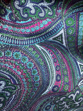 Load image into Gallery viewer, 1950’s Vibrant Paisley Cotton Day Dress in Purple, Blue, Green and Pink - Bust 32 34
