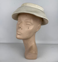 Load image into Gallery viewer, Original 1950&#39;s White Pleated Summer hat by Jacoll with Bow Trim *

