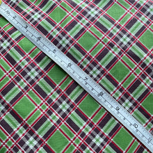 Load image into Gallery viewer, Original 1930&#39;s Green, Pink, White and Brown Plaid Print Cotton Dressmaking Fabric - 34&quot; x 100&quot;
