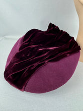 Load image into Gallery viewer, Original Late 1930’s Early 1940’s French Wine Felt and Silk Velvet High Hat
