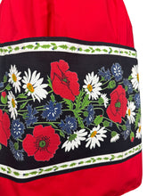 Load image into Gallery viewer, Wonderfully Vibrant St Michael Cotton Apron - Red with Bold Poppy, Daisy and Cornflower Print
