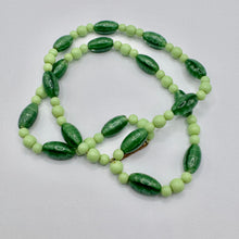 Load image into Gallery viewer, Original Art Deco 1930&#39;s Two Tone Green Satin Glass Graduated Bead Necklace
