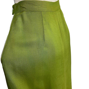 Original 1940's Green Lightweight Linen Skirt - Waist 28"