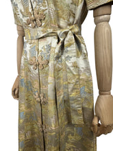 Load image into Gallery viewer, Original 1930’s Chinese Silk Brocade House Coat Robe in Gold, Pink and Blue - Stunning Evening Gown - Bust 36
