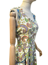 Load image into Gallery viewer, Original Late 1940's Vibrant Cotton Sundress with Paste Trim and Pocket - Bust 38
