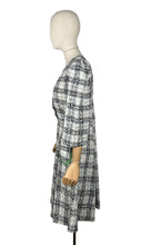 Load image into Gallery viewer, Reproduction Volup 1940's Cotton Day Dress in Black and White Check with Green Buttons and trim - Bust 40 42
