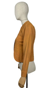 Original 1930’s Golden Ochre Crepe Jacket with Tapunto Quilting - Bust 32 34