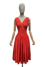 Load image into Gallery viewer, Original 1950's Cornell Flame Red Grosgrain Cocktail Dress - Bust 36 38
