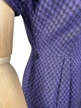 Load image into Gallery viewer, Original 1950&#39;s Purple and Black Wool Check Wiggle Dress - Bust 34 36
