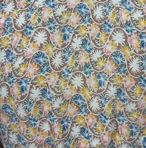 Original 1940’s Fine Cotton Floral Day Dress in Brown, Pink, Blue and White - Bust 36 *
