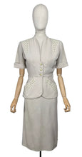 Load image into Gallery viewer, Original 1940&#39;s or 1950&#39;s Moygashel Linen Summer Suit with Beading and Soutache - Bust 34 35 *
