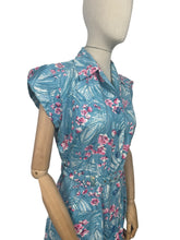 Load image into Gallery viewer, Original 1950’s Blue, Pink and White Belted Cotton Summer Dress - Bust 38
