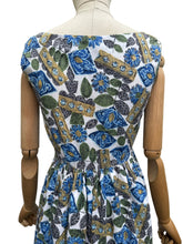 Load image into Gallery viewer, Original 1940's Sleeveless Cotton Sundress with Flower Pots and Flowers Print - bust 34 35
