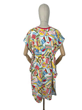 Load image into Gallery viewer, Original 1950&#39;s Bright Novelty Print Towelling Beach Cover Up With Tourist Destinations
