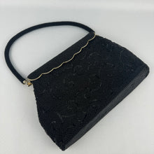 Load image into Gallery viewer, Original 1950&#39;s Black and Gold Heavily Beaded Evening Bag
