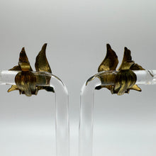 Load image into Gallery viewer, Original 1940&#39;s 1950&#39;s Gold Tone Blue Bird Clip on Earrings
