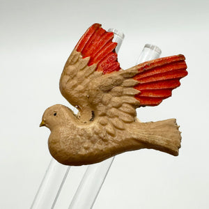 Original 1940's 1950's Brown and Red Plastic Dove Brooch
