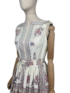Original 1950’s California Cotton Belted Day Dress - Bust 34 35