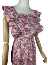 Load image into Gallery viewer, Vintage Liberty Tana Lawn Cotton Apron with Roses Print in Pink, Apricot and Blue
