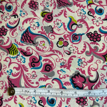 Load image into Gallery viewer, Original 1940’s Pure Silk Dressmaking Fabric in White, Grey, Bright Pink, Blue and Lime Green - 40” x 120” *
