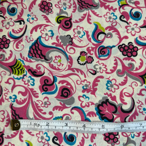 Original 1940’s Pure Silk Dressmaking Fabric in White, Grey, Bright Pink, Blue and Lime Green - 40” x 120” *