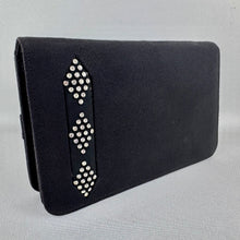 Load image into Gallery viewer, Original 1940&#39;s 1950&#39;s Black Fabric Covered Clutch Bag with Diamond Trio Paste Trim
