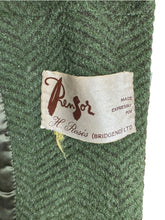 Load image into Gallery viewer, Original 1950's Volup Rensor Green Herringbone Wool Coat with Huge Faux Fur Collar - Bust 42 44
