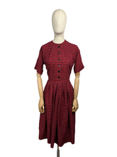 Load image into Gallery viewer, Original 1950&#39;s Red, Black and White Cotton Shirtwaist Dress - Bust 38 40 *
