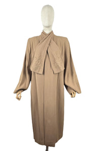 1940s Volup Caldaric Camel Coloured Wool Coat with Soutache and Trapunto Quilting - Bust 44 46