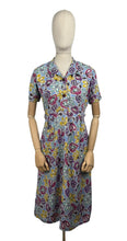 Load image into Gallery viewer, Original 1940’s 1950’s Bright Floral Cotton Summer Dress in Blue, Pink, Purple, Yellow and Turquoise - Bust 34 36 *
