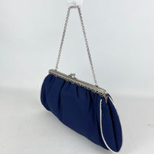 Load image into Gallery viewer, Charming Original 1950&#39;s Evening Bag by RFC in Blue with Etched Chrome Frame and Original Mirror
