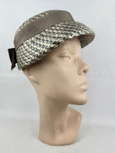 Load image into Gallery viewer, Original 1950's Grey Lacquered Raffia Hat with Grosgrain Bow Trim by Jacoll *
