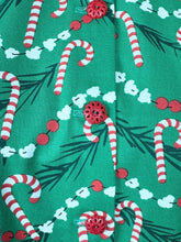 Load image into Gallery viewer, 1940&#39;s Reproduction Christmas Blouse In Green, White and Red Michael Miller Cotton &#39;Corny Cane&#39; - Bust 34&quot; 36&quot;
