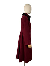 Load image into Gallery viewer, Exceptional Original 1930&#39;s 1940&#39;s Burgundy Wool Princess Coat with Astrakhan Collar - Bust 38
