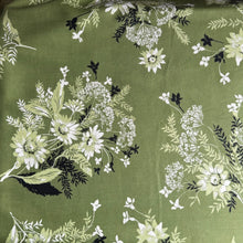 Load image into Gallery viewer, Original 1950&#39;s Green Floral Cotton Fabric with Calpreta Permanent Lustre Finish - 35&quot; x 140&quot; *
