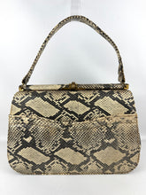 Load image into Gallery viewer, Original 1940’s 1950’s Large Sized Faux Snakeskin Handbag with Matching Purse
