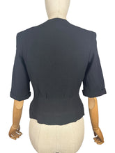 Load image into Gallery viewer, Original 1940's Hershelle Black Wool Short Sleeved Jacketed with Covered Buttons - Bust 34
