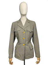 Load image into Gallery viewer, RESERVED FOR KELLY - DO NOT BUY Original 1940&#39;s Grey and Yellow Check Jacket with Fabulous Pocket Detail by Brenner Sports - Bust 38
