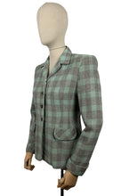 Load image into Gallery viewer, Original 1940&#39;s CC41 Blue, Grey and White Wool Check Single Breasted Jacket - Bust 34 35
