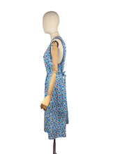 Load image into Gallery viewer, Original 1940's Blue, Pink, Green and White Floral Print Cotton Apron - Great Chore Dress - Would Make A Great Summer Dress - Bust 38 40
