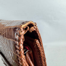 Load image into Gallery viewer, Original 1930’s Genuine Crocodile Skin Clutch Bag in Dark and Mid Brown
