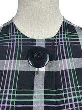 Load image into Gallery viewer, Original 1950&#39;s Black, Purple, White and Teal Plaid Cotton Belted Day Dress - Bust 32 34 *
