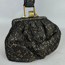 Load image into Gallery viewer, Original 1940's Black and Gold Floral Evening Bag *

