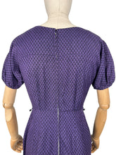 Load image into Gallery viewer, Original 1950&#39;s Purple and Black Wool Check Wiggle Dress - Bust 34 36
