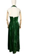 Load image into Gallery viewer, Original 1950’s Vibrant Green Velvet Halterneck Evening Dress - Bust 33
