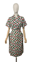 Load image into Gallery viewer, Original 1950&#39;s White, Orange, Green and Black Barkcloth Blouse and Skirt Suit - Bust 38 *
