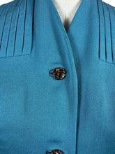 Load image into Gallery viewer, Original Late 1940's Teal Wool Single Breasted Jacket by Aubrey Segal - Bust 36
