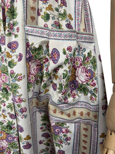 Original 1940's Thick Cotton Floral Stripe Sleeveless Chore Dress by Ritchwear - Bust 38 39