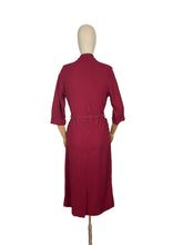 Load image into Gallery viewer, Original 1950&#39;s Burgundy Wool Belted Wiggle Dress with Pockets by &#39;A Trustyle Model&#39;  - Bust 36 38 *
